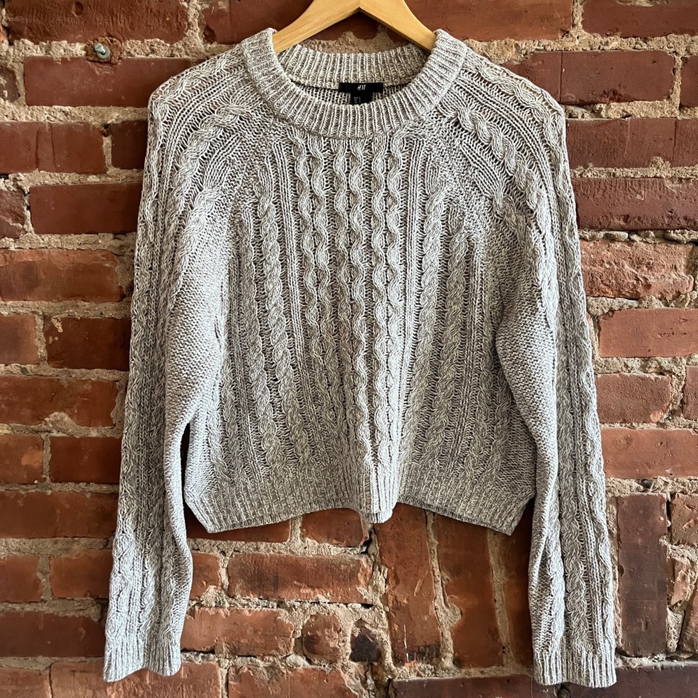 Grey marled cropped sweater